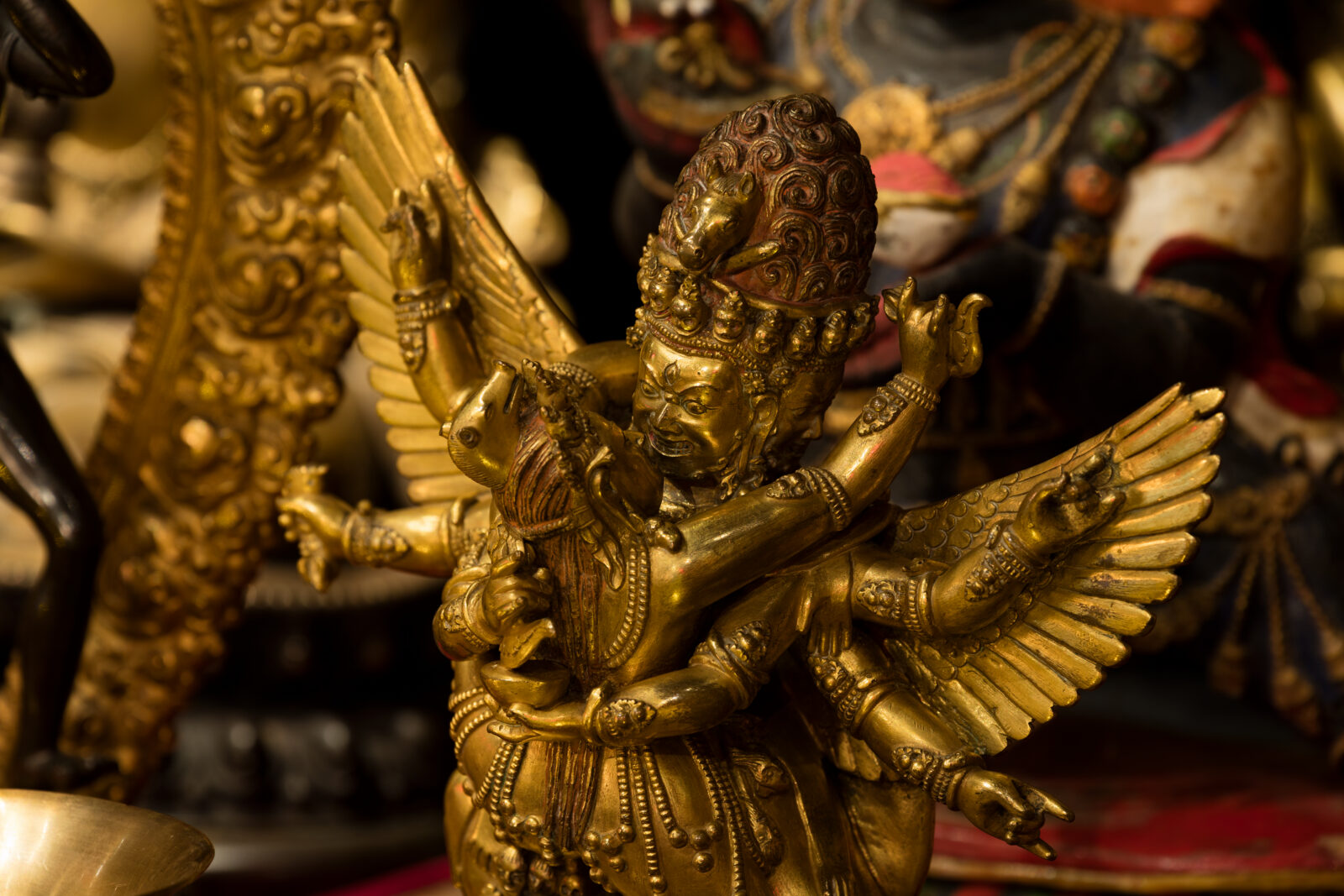 Hayagriva with consort in the Rubin Museum Tibetan Buddhist Shrine Room