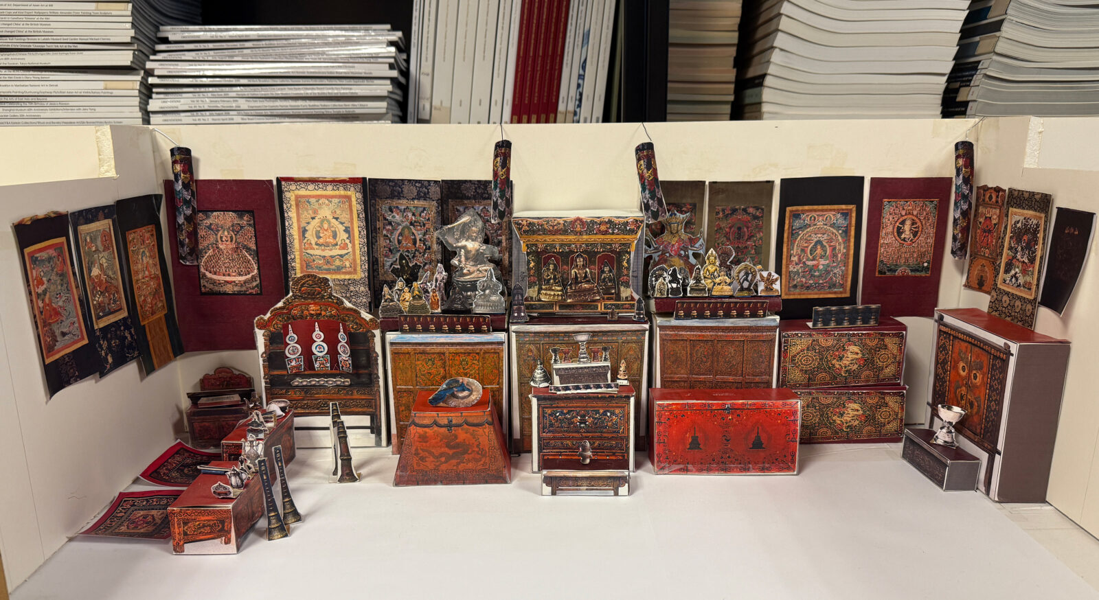 a model of the Rubin Museum Tibetan Buddhist Shrine Room