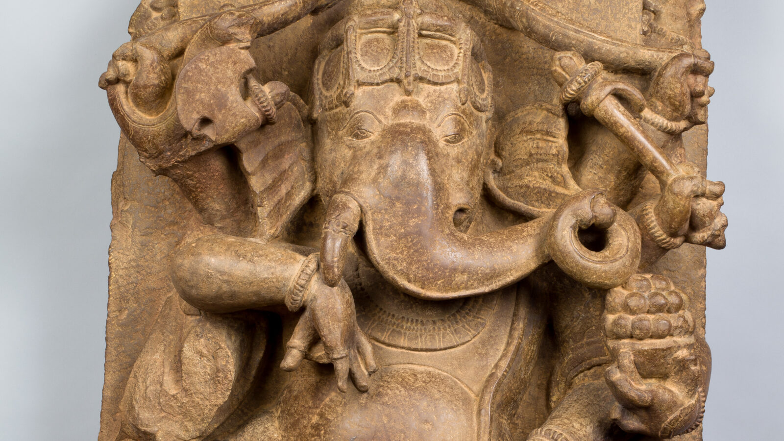 Sandstone sculpture of Ganesha, the elephant-headed god