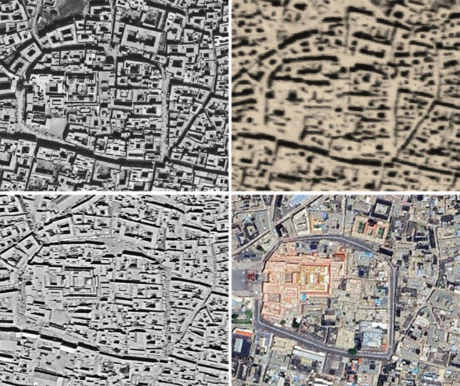 aerial and satellite images of Jokhang and Barkhor in Tibet