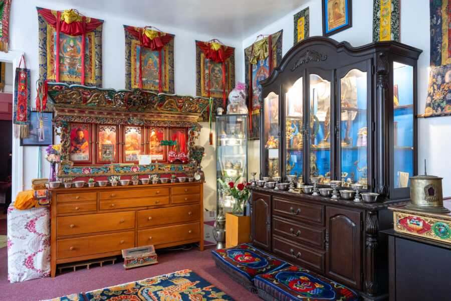 tibetan buddhist shrine room at a home