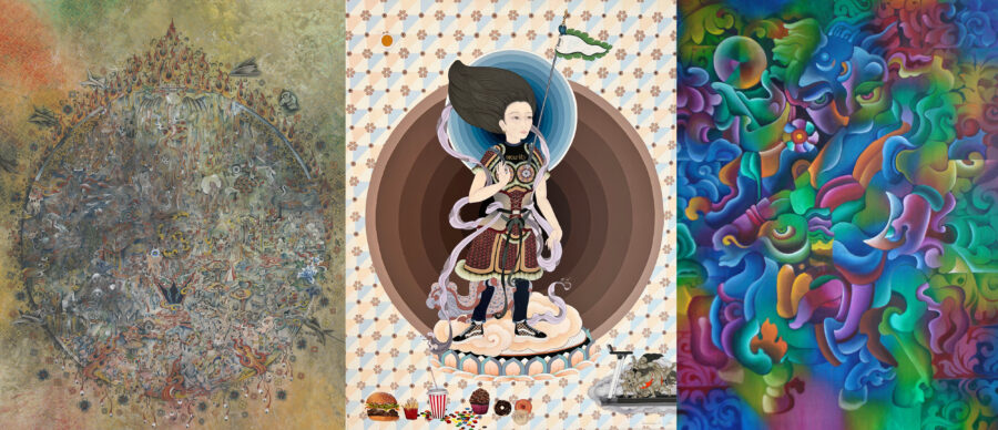 From left to right: Ripples, Dedicated to Women Migrants: Security II, Untitled